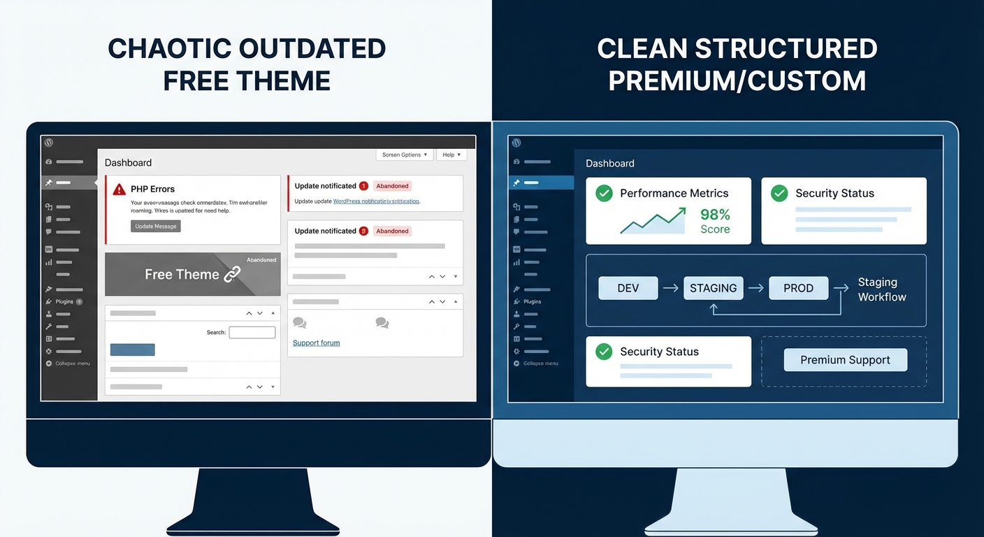 Free vs Premium WordPress Themes: The Real Cost of Getting It Wrong